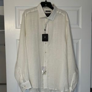 Joseph Abboud Black Label White Linen Dress shirt XL